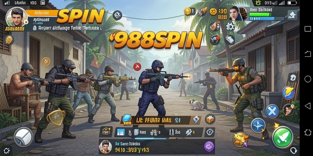 Tampilan utama 988SPIN dengan berbagai fitur utilitas menarik.