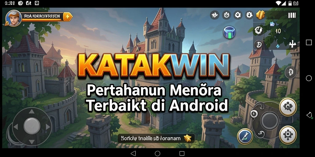 Screenshot KATAKWIN menampilkan gameplay menara pertahanan yang seru.