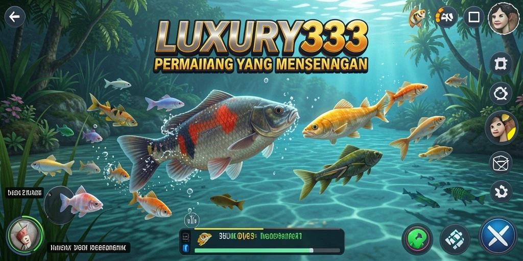 Tampilan gameplay menarik dalam LUXURY333 dengan aksi menangkap ikan.