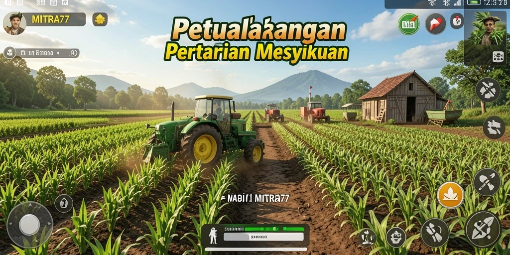 Screenshot gameplay MITRA77 dengan aktivitas pertanian yang seru.