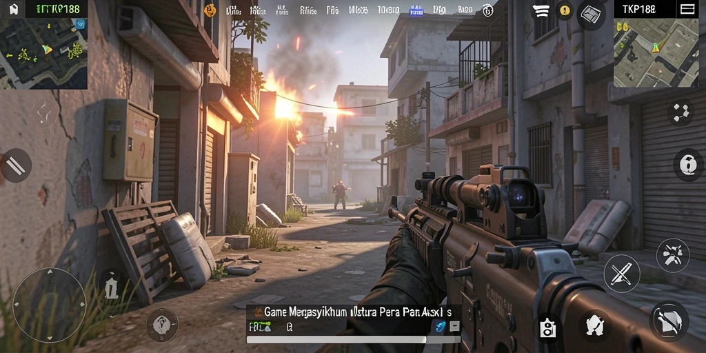Screenshot utama TKP188 menampilkan aksi seru dalam pertempuran FPS.
