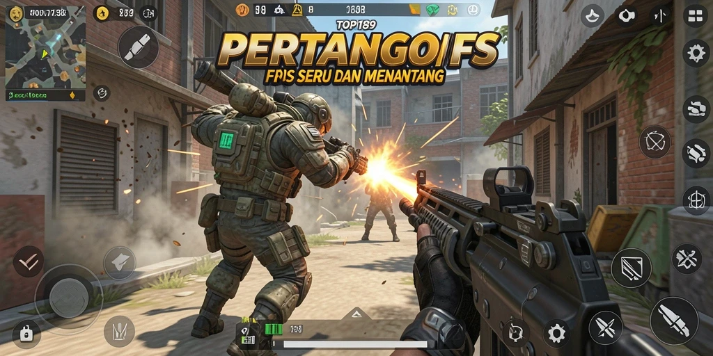 Tangkapan layar gameplay menunjukkan aksi intens dalam pertempuran FPS.
